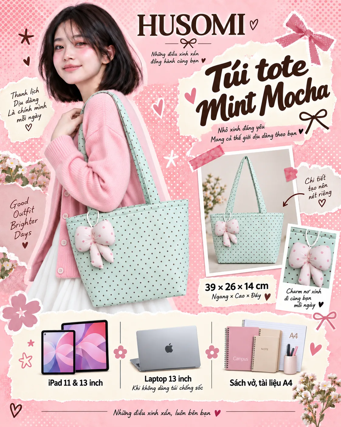 Túi Tote Nữ Mint Mocha